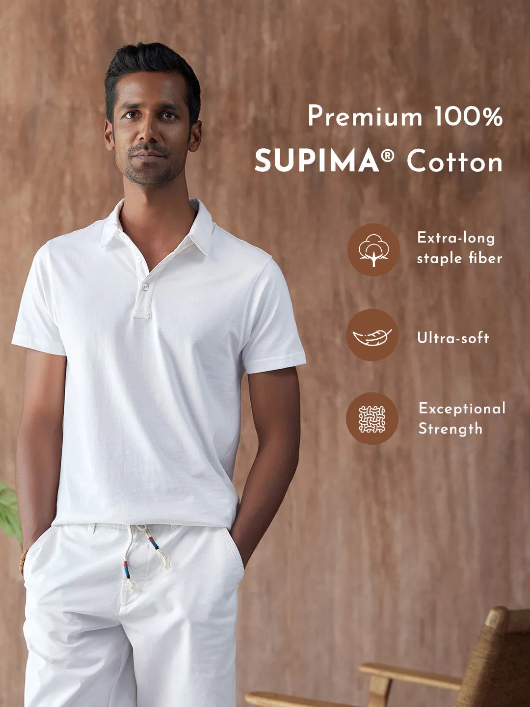 100% Supima Cotton Polo Neck T-shirt - Bliss