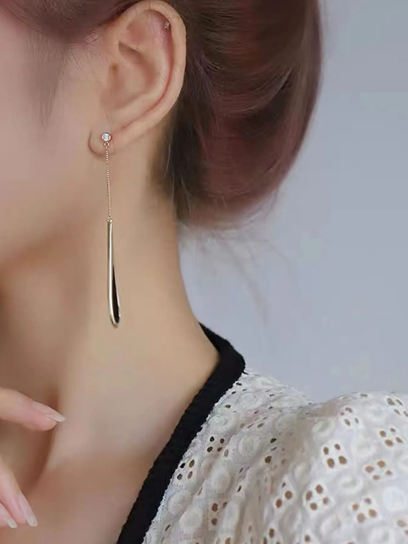 1pair European and American Black Drop Tassel Long Earrings Fashion Party Luxury Accessories For Women's Temperament Jewelry