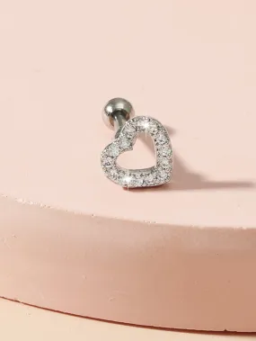 1pc Cubic Zirconia Heart Decor Stud Earring