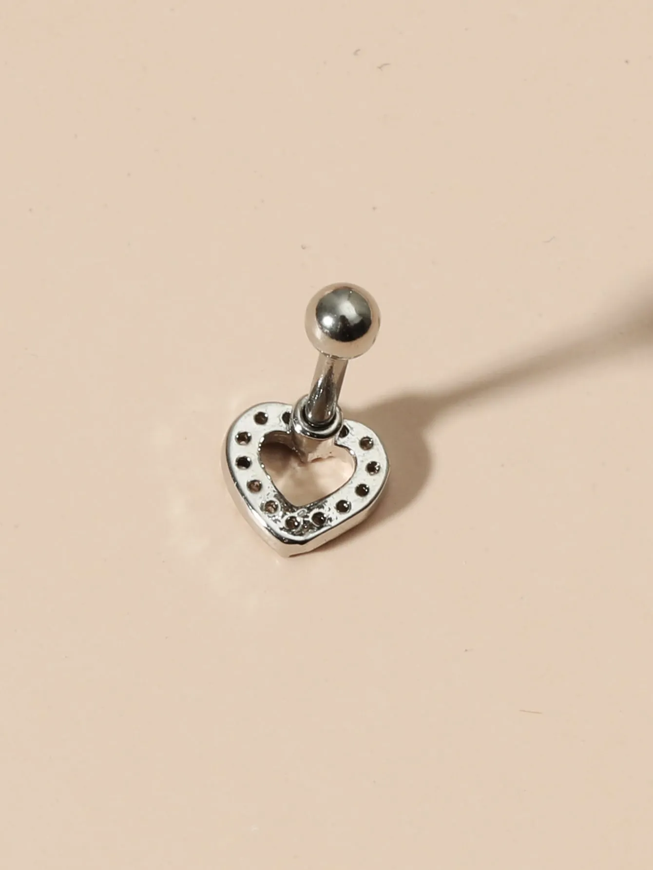 1pc Cubic Zirconia Heart Decor Stud Earring