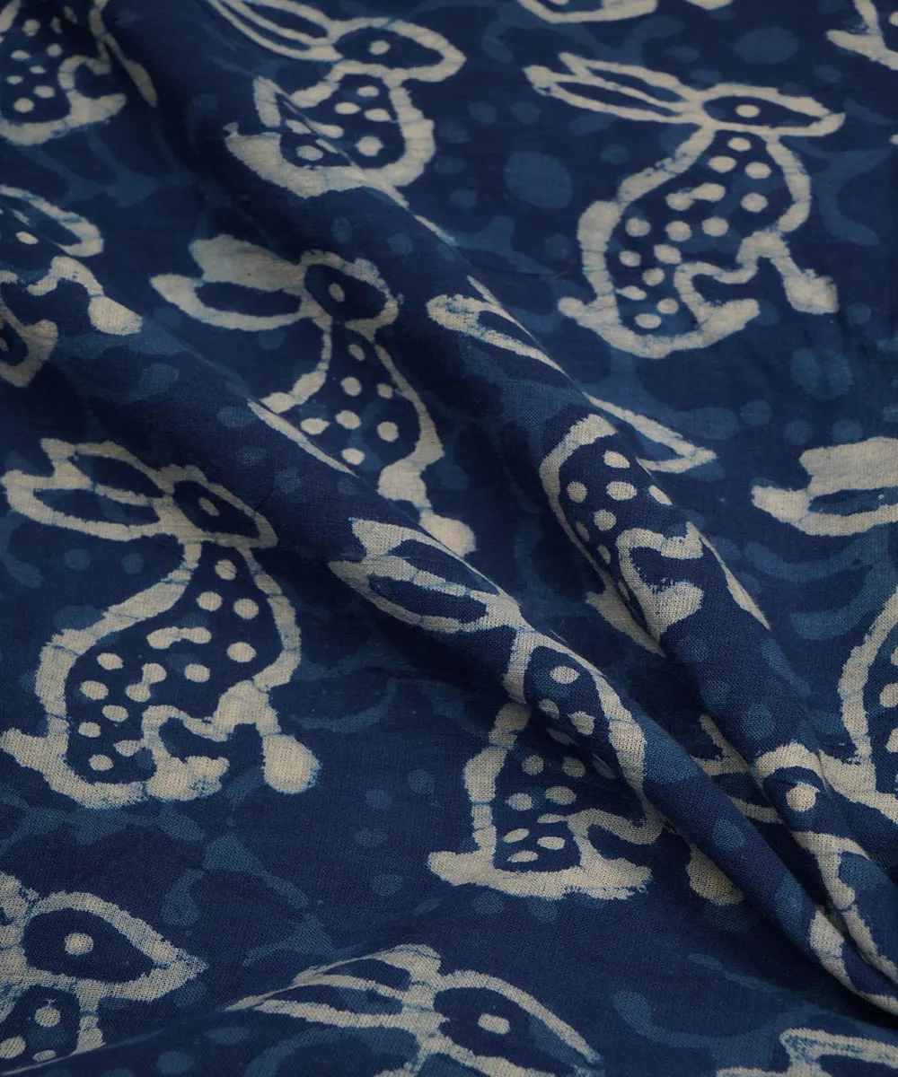 2.5m Blue handblock printed cotton sanganeri kurta material