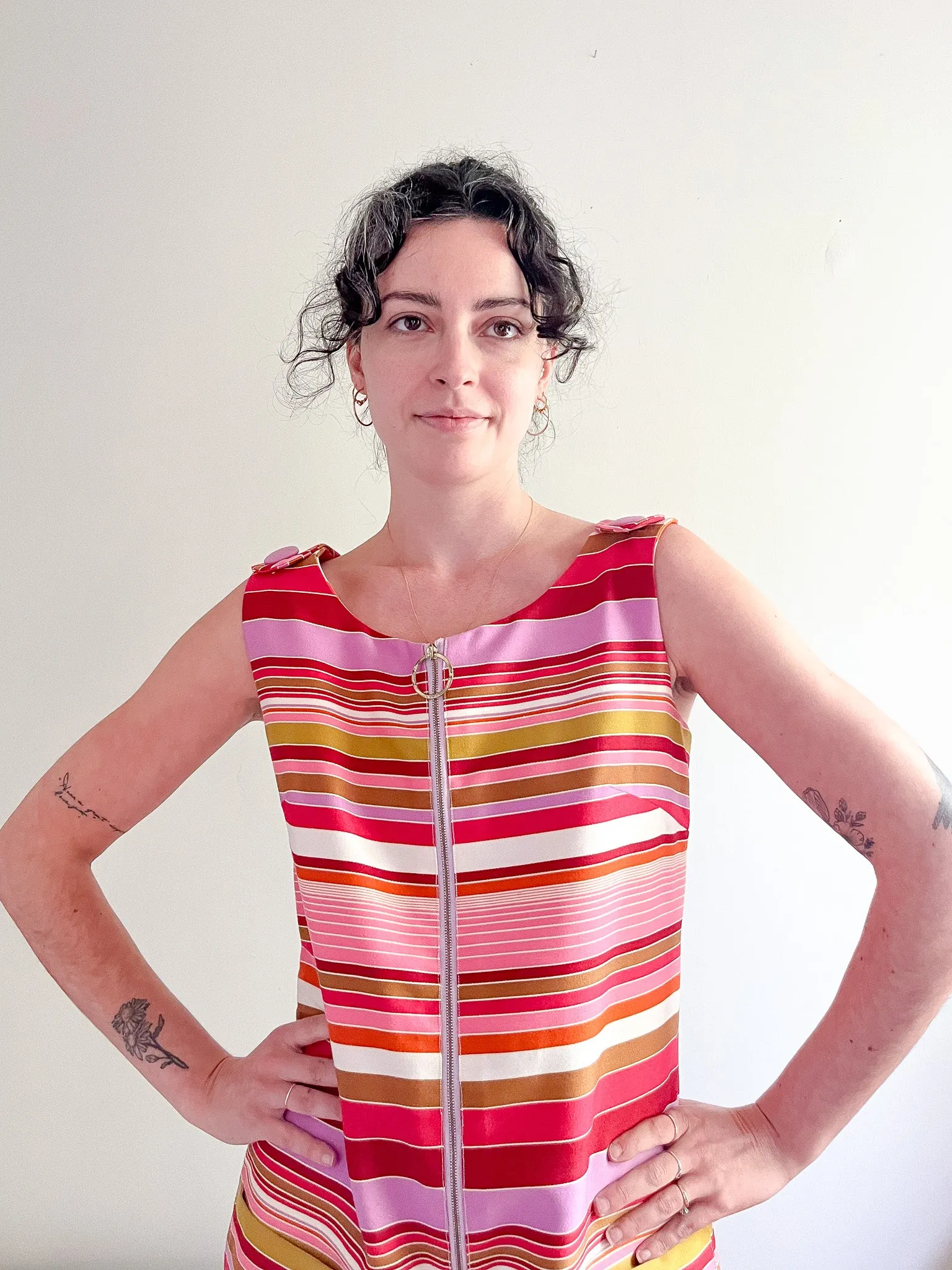 Absolutely Adorable 1960's Striped Romper / Sz S