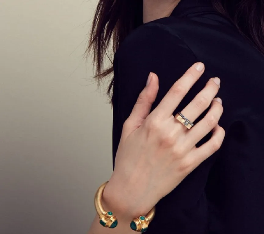 AMMANII Pavé Star and Moon Stackable Rings in Vermeil Gold