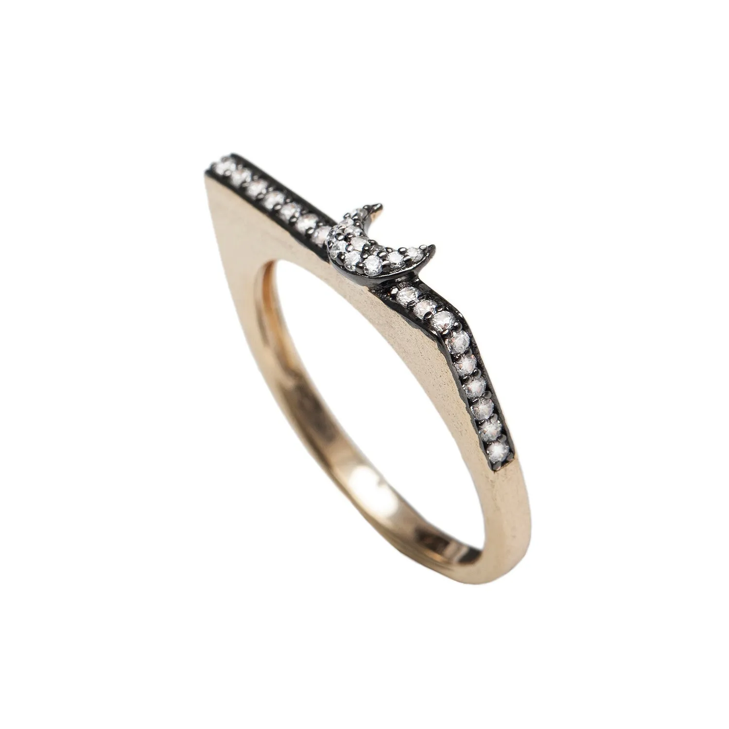 AMMANII Pavé Star and Moon Stackable Rings in Vermeil Gold