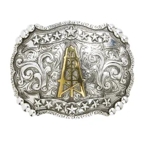 AndWest Men's Stars & Scrolls Oil Derrick Buckle