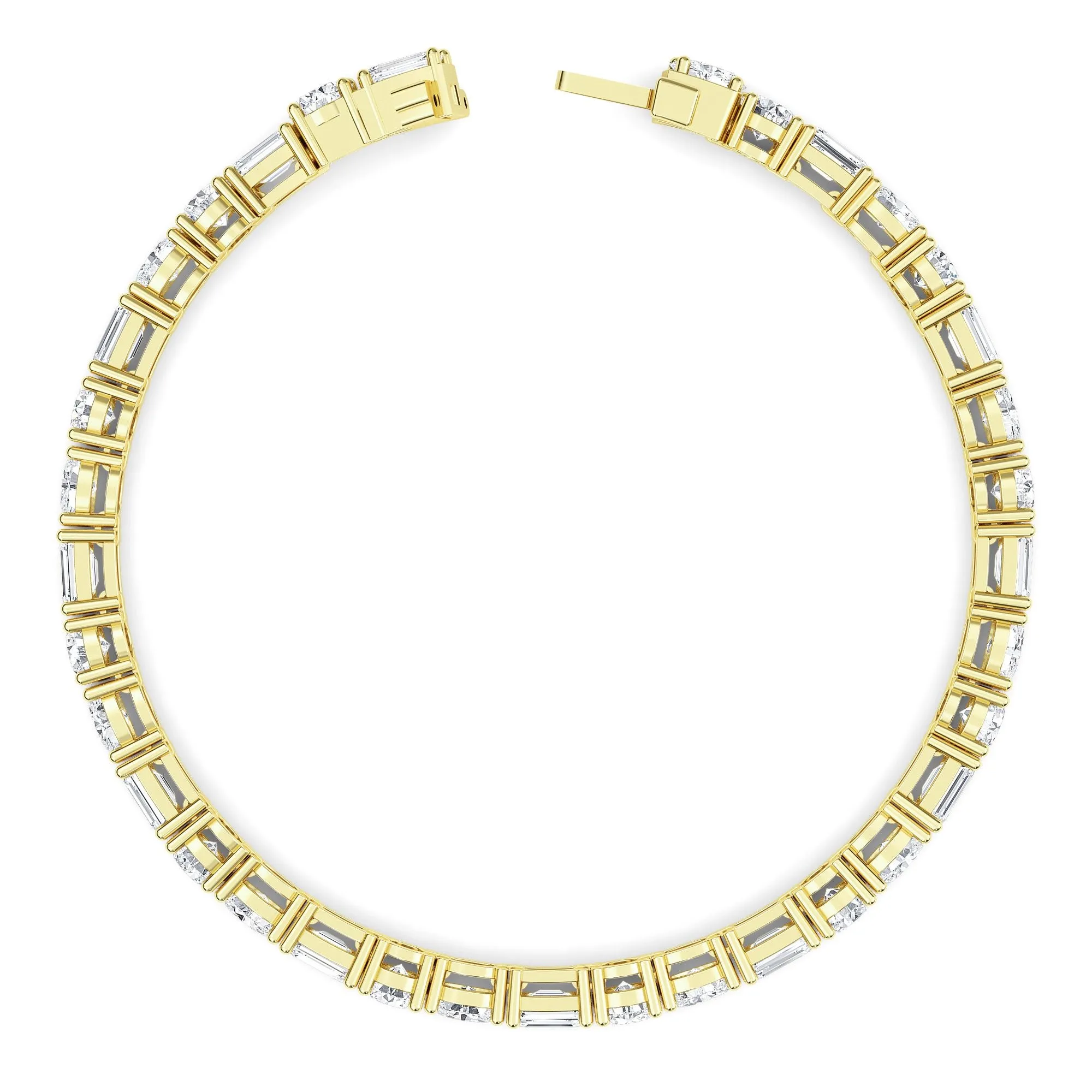 AUTRE - 14k Yellow Gold 7.00ct Lab Grown Diamond Oval, Round and Emerald Cut Tennis Bracelet