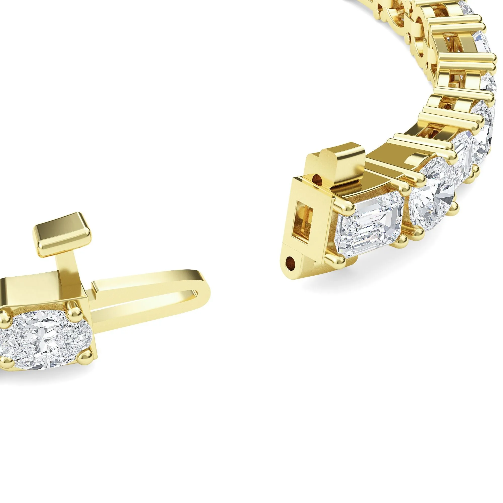 AUTRE - 14k Yellow Gold 7.00ct Lab Grown Diamond Oval, Round and Emerald Cut Tennis Bracelet