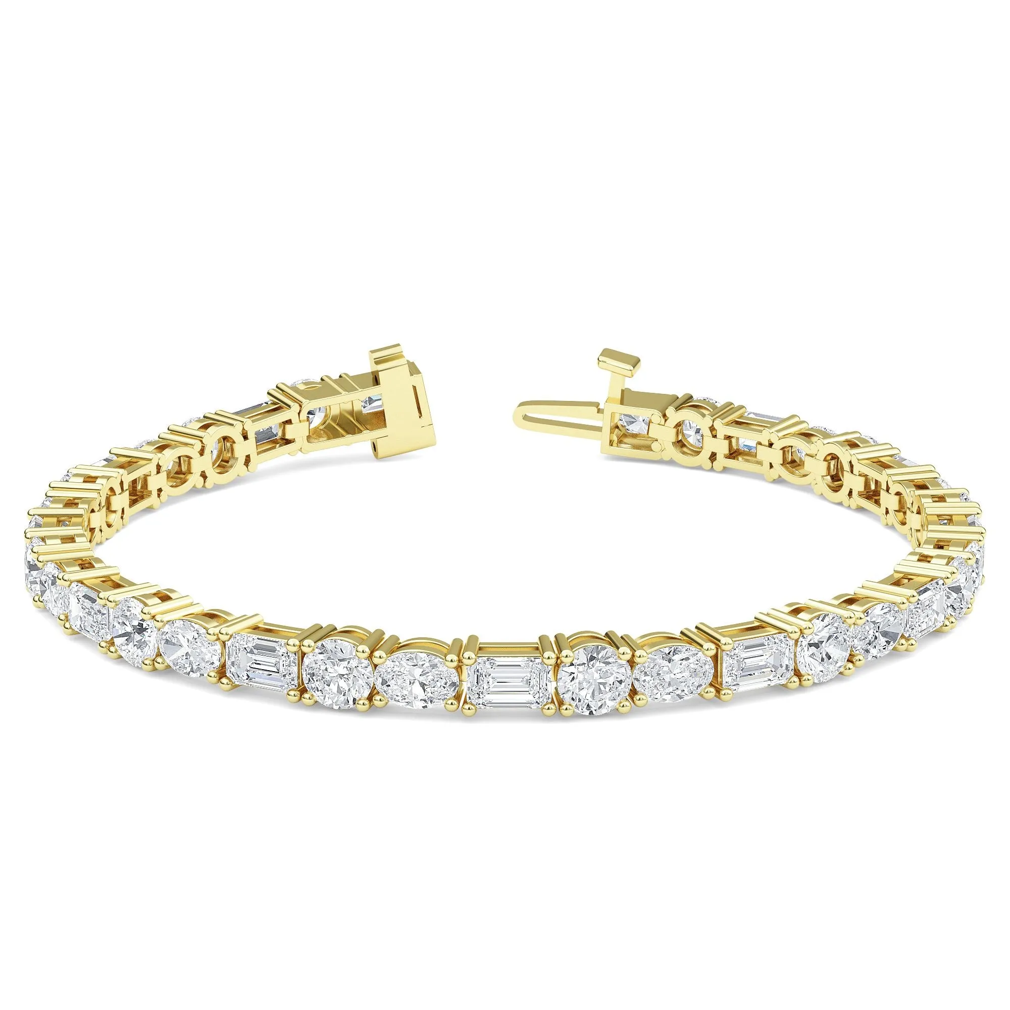 AUTRE - 14k Yellow Gold 7.00ct Lab Grown Diamond Oval, Round and Emerald Cut Tennis Bracelet