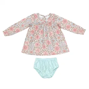 Baby Romper Peach Floral Collar   Bummie