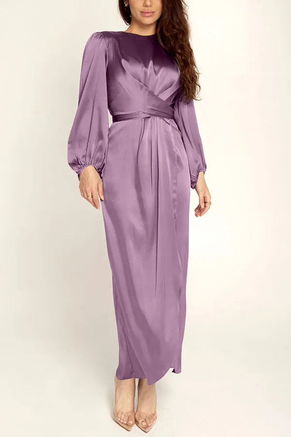 Beautiful Night Twist Waist Satin Maxi Dress