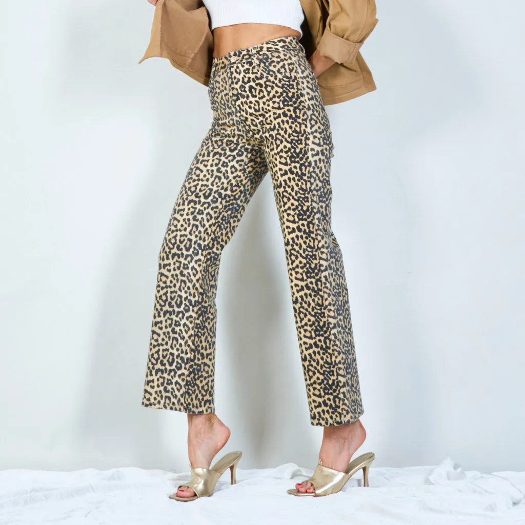 Bold leopard print wide-leg pants wholesale