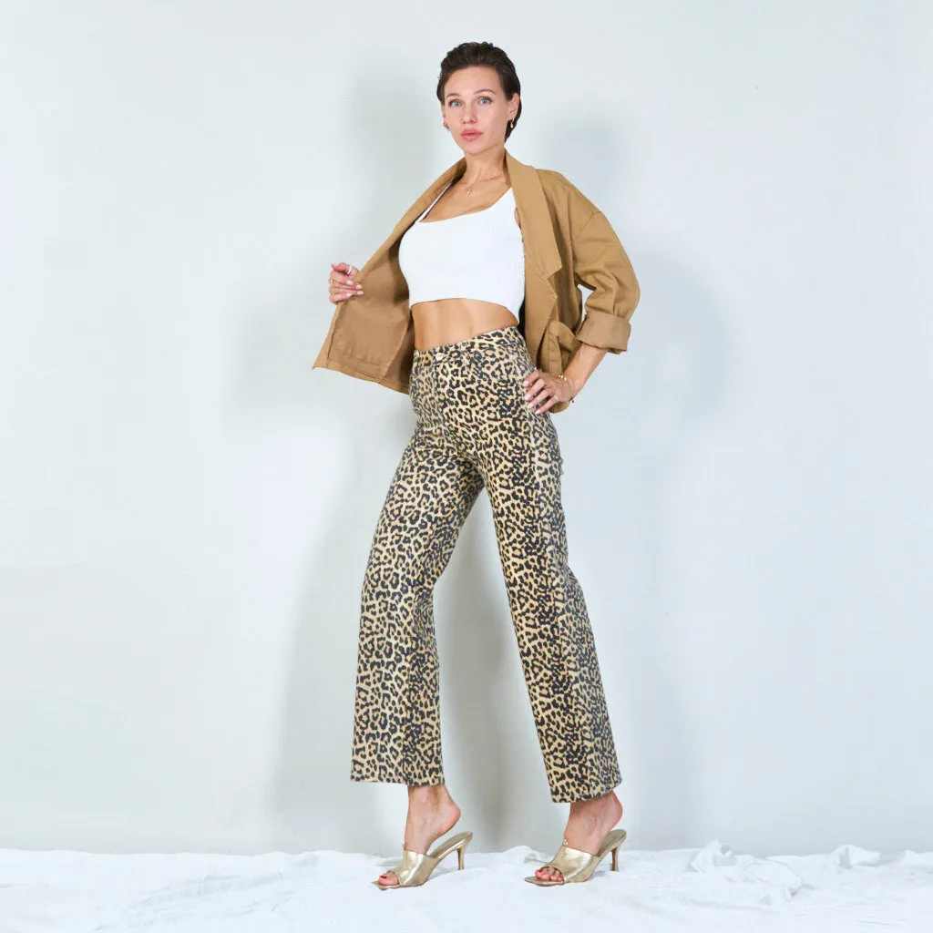 Bold leopard print wide-leg pants wholesale