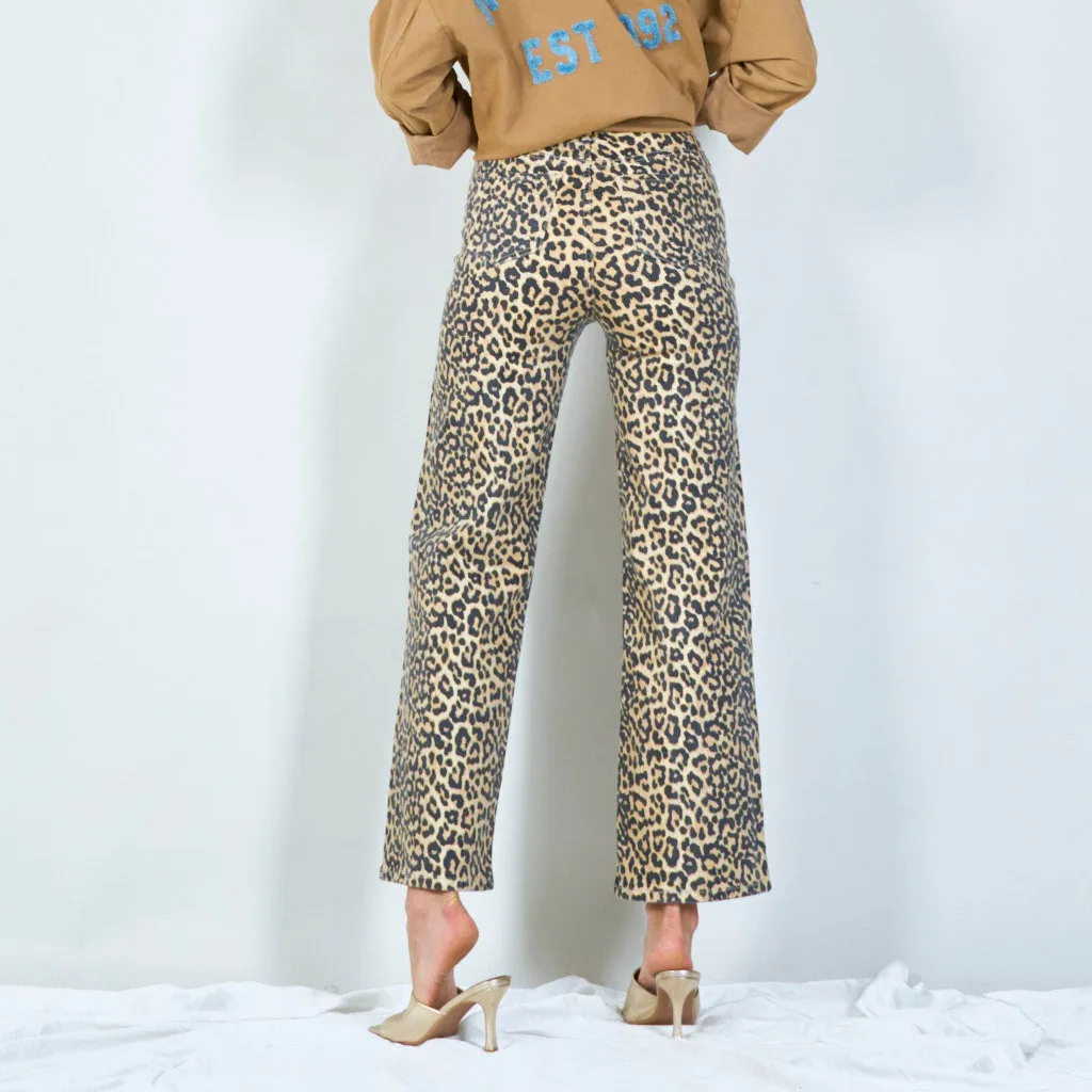 Bold leopard print wide-leg pants wholesale