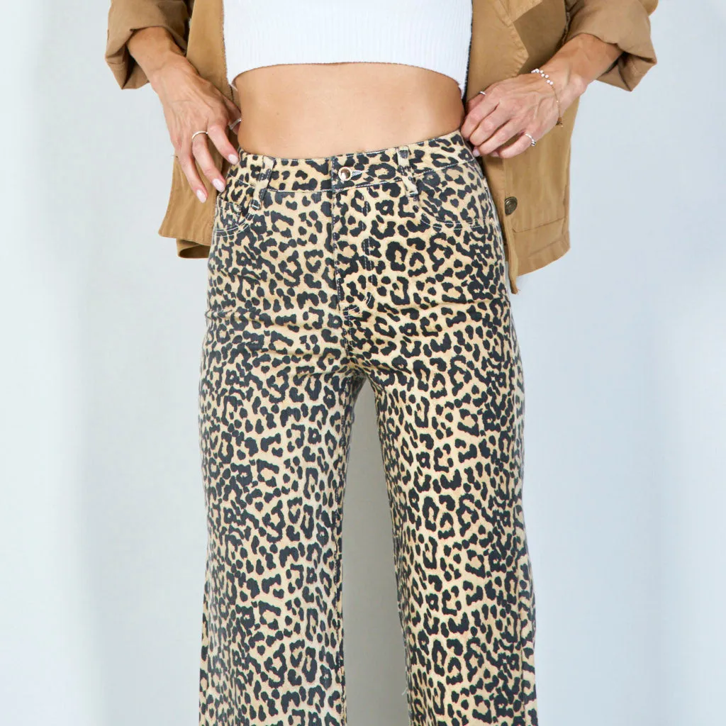 Bold leopard print wide-leg pants wholesale