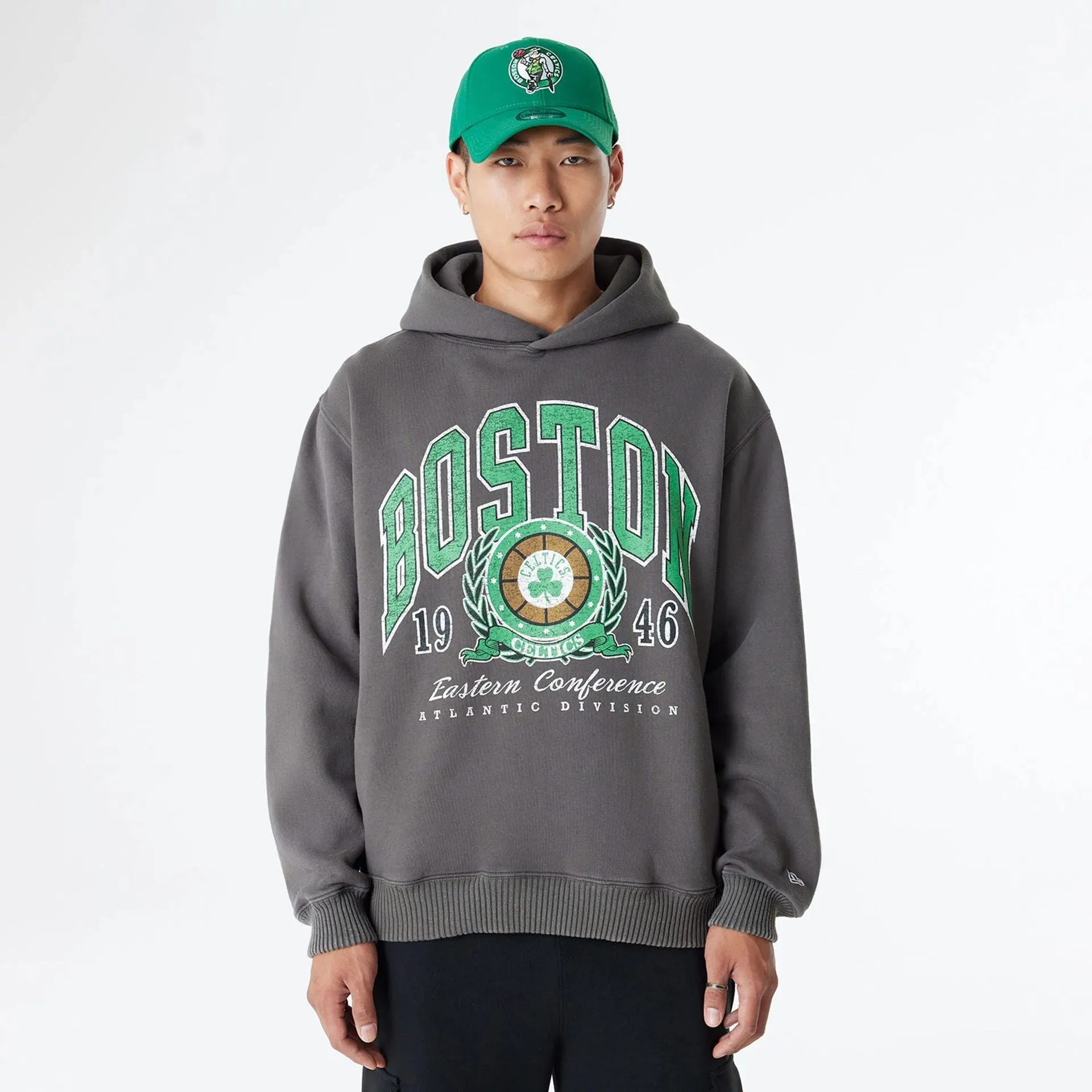 Boston Celtics Oversized Essential Dark Grey Oversized Pullover Hoodie