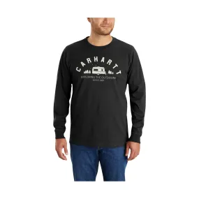 Carhartt Men's Relaxed Fit Heavyweight Long Sleeve Camper Graphic T Shirt - Black