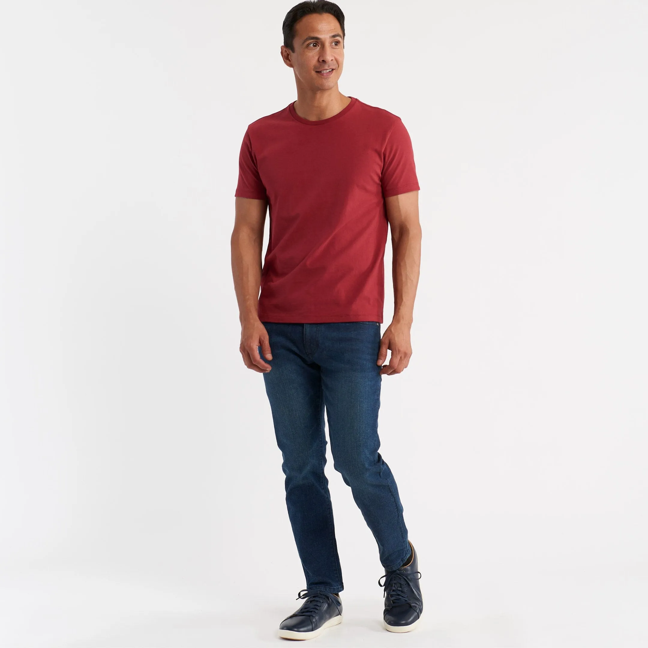 Crimson Red Pima Cotton Crew Neck Tee