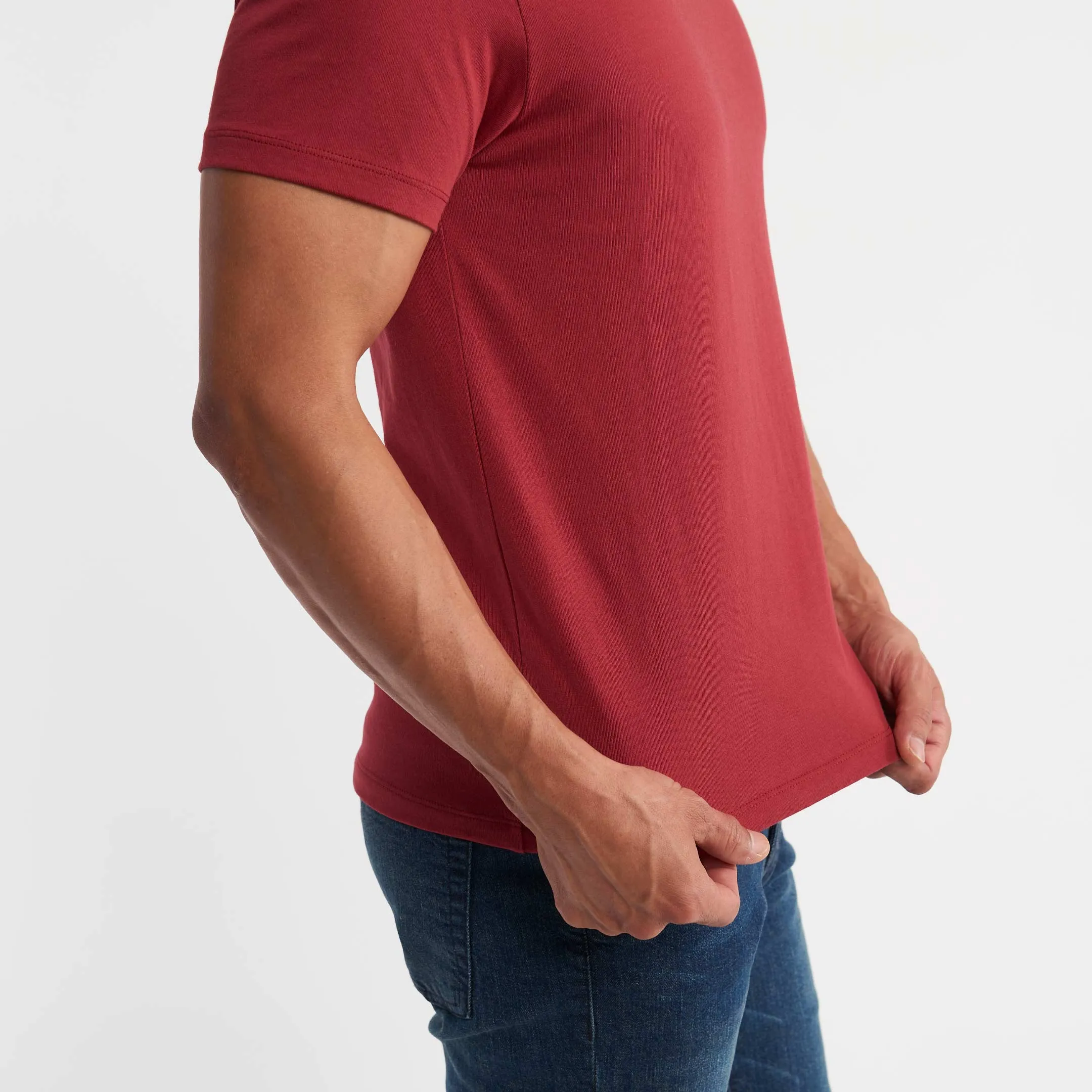 Crimson Red Pima Cotton Crew Neck Tee