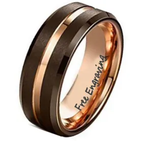 Custom Engraved Men's Brass Copper Tungsten Promise Ring - Personalized Handwriting Ring