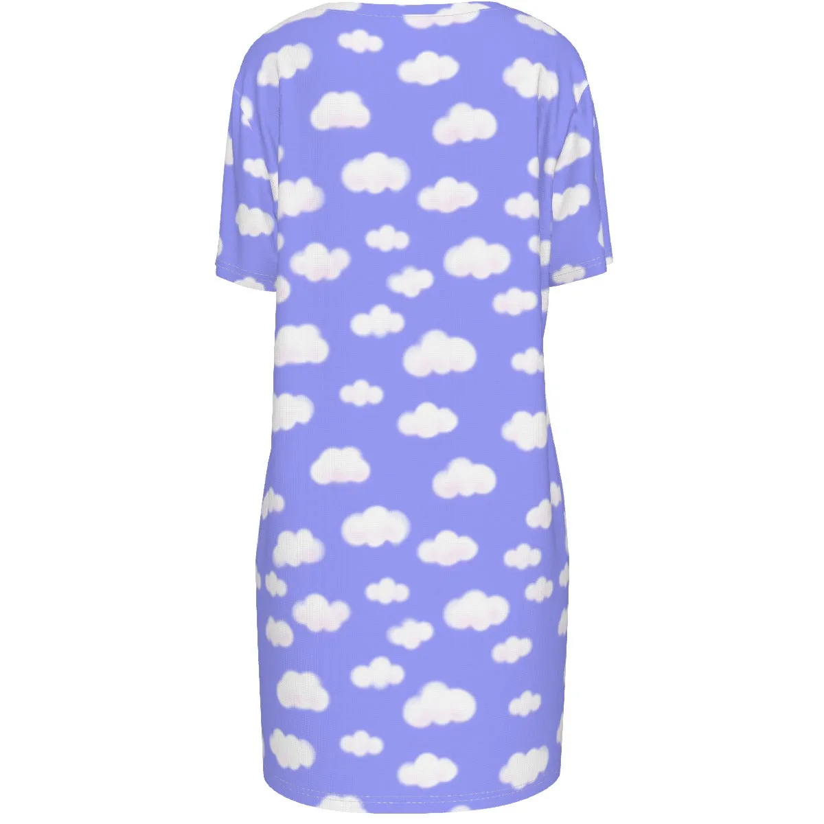 Dreamy Clouds Women's Cotton T-shirt Dress (Periwinkle)