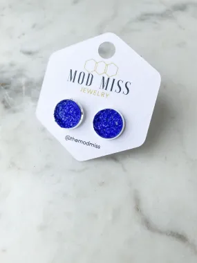 Druzy Stud Earring Royal Blue