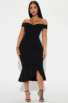 Eloise Off Shoulder Midi Dress - Black