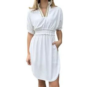 Emily McCarthy French Terry Palmer Dress - White