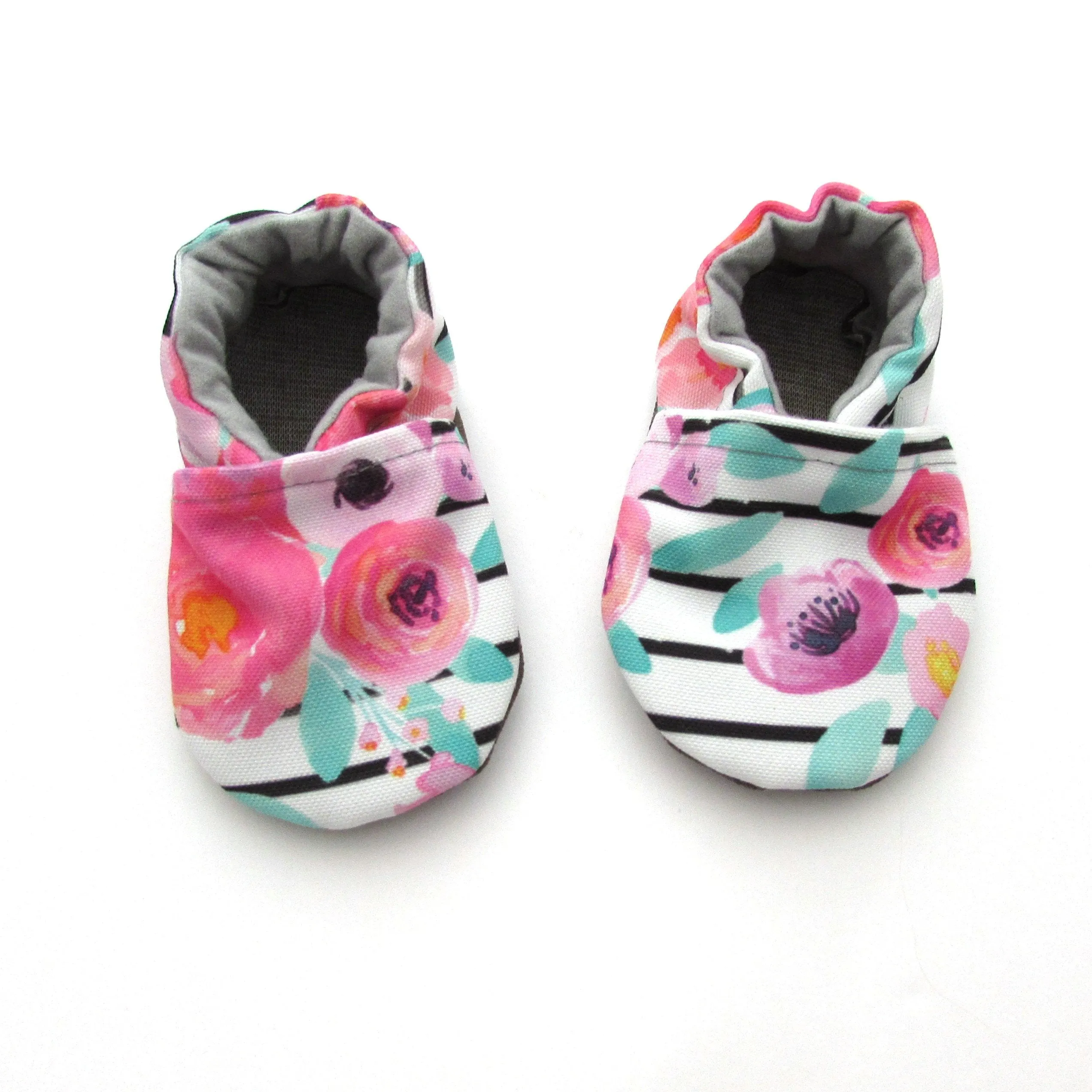 Floral Stripe Eco-Canvas Baby Shoes