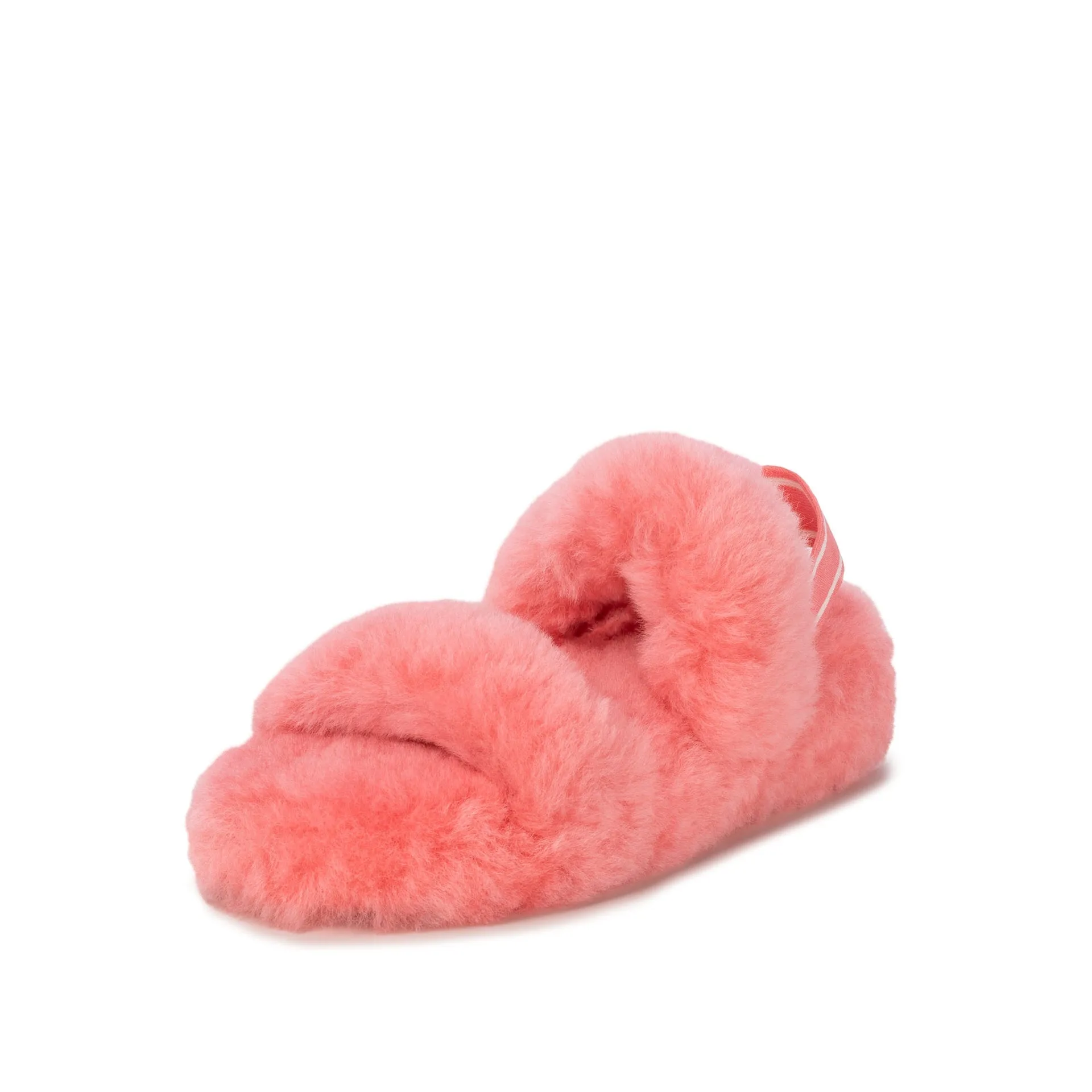 FREYA PINK SHEEPSKIN SLIPPER DOUBLE STRAP SLING BACK