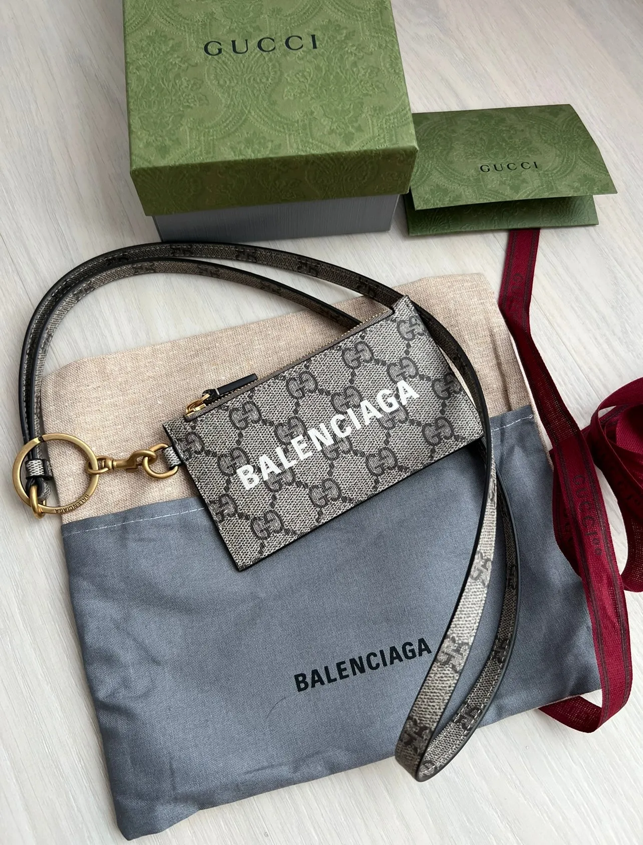 Gucci X Balenciaga Card Holder Zip Lanyard