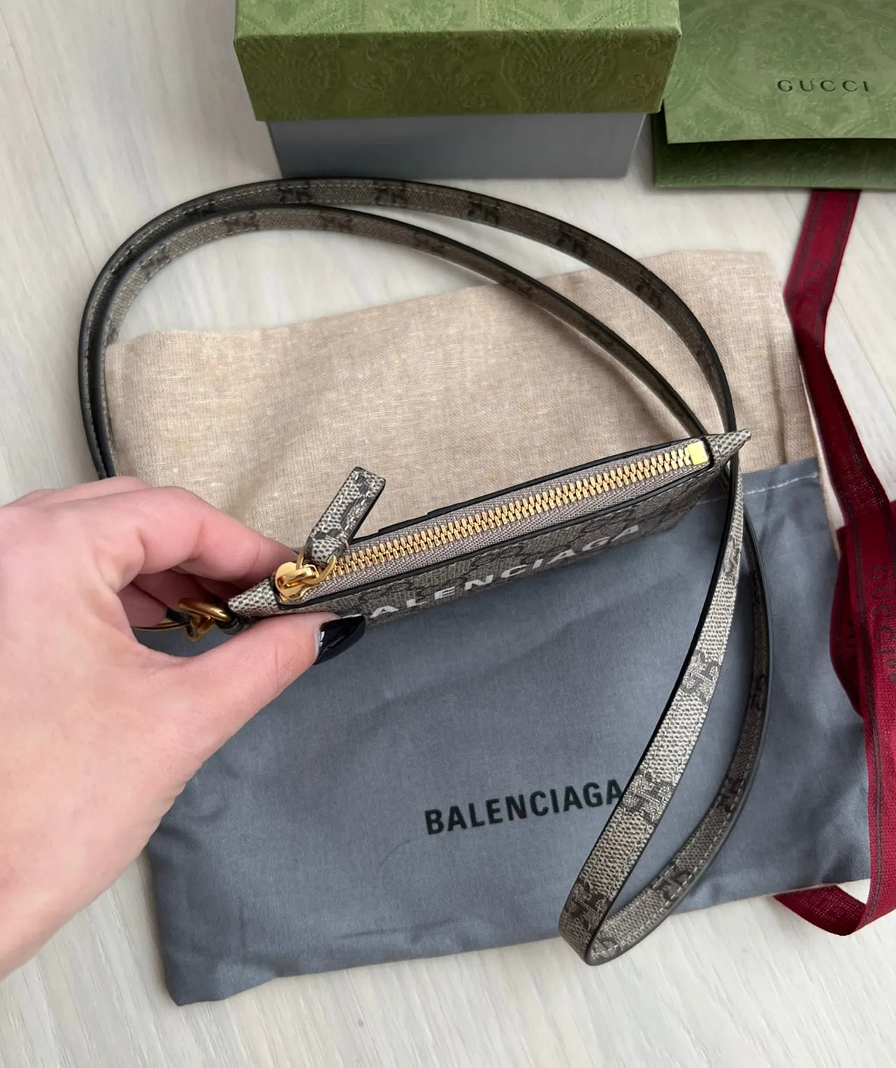 Gucci X Balenciaga Card Holder Zip Lanyard