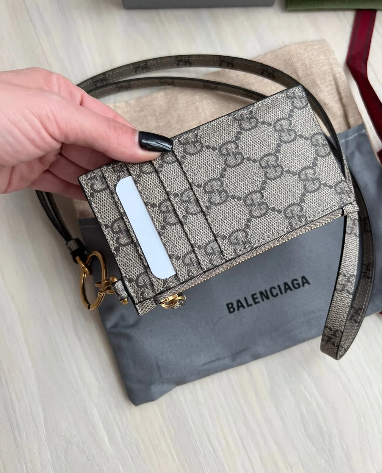 Gucci X Balenciaga Card Holder Zip Lanyard