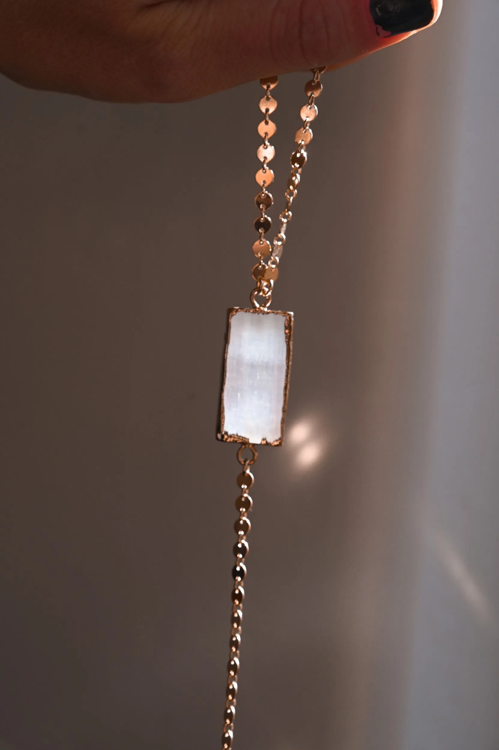 In Your Energy Selenite Lariat Necklace