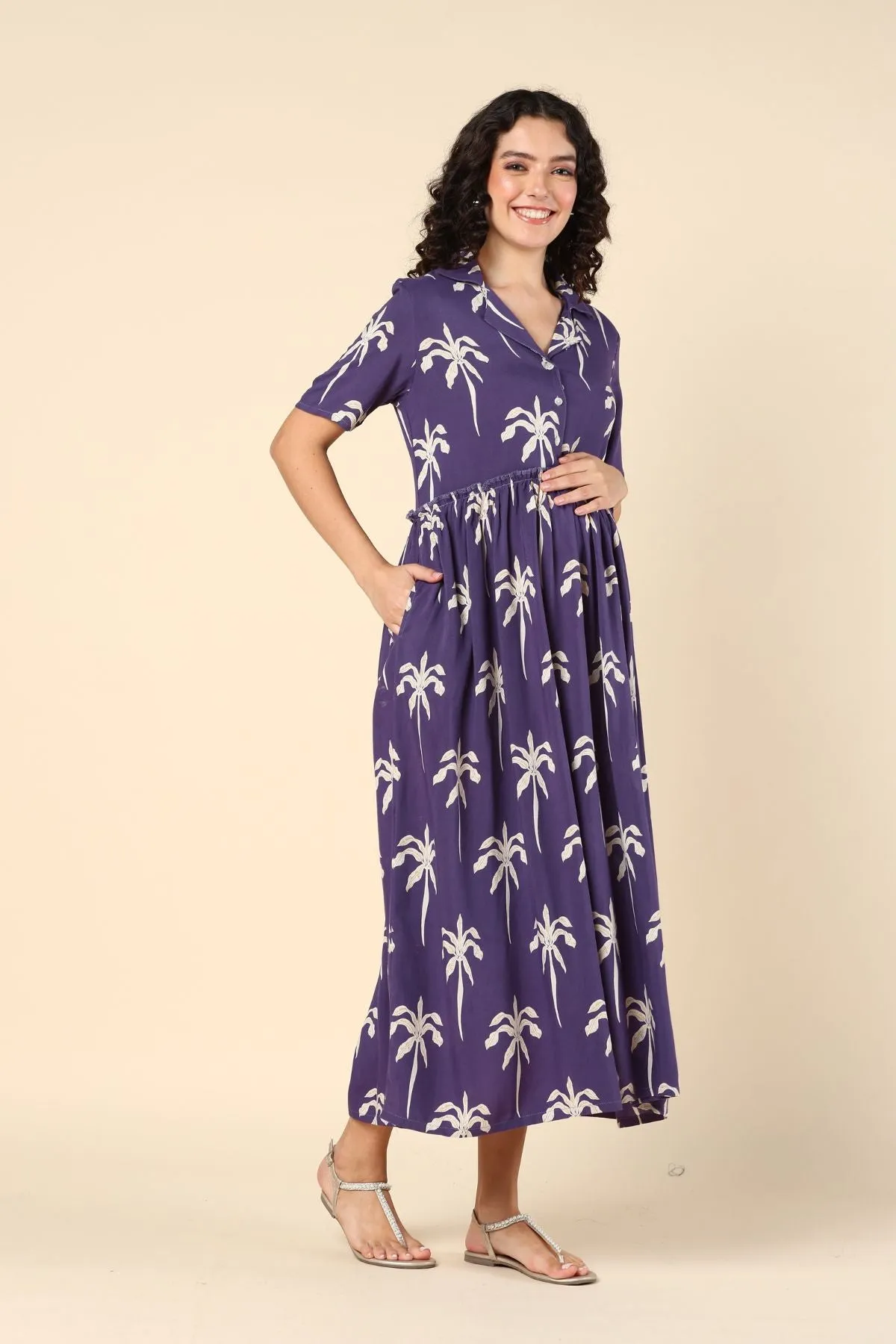 Oceanic Zipless Maternity Dresses with Pocket