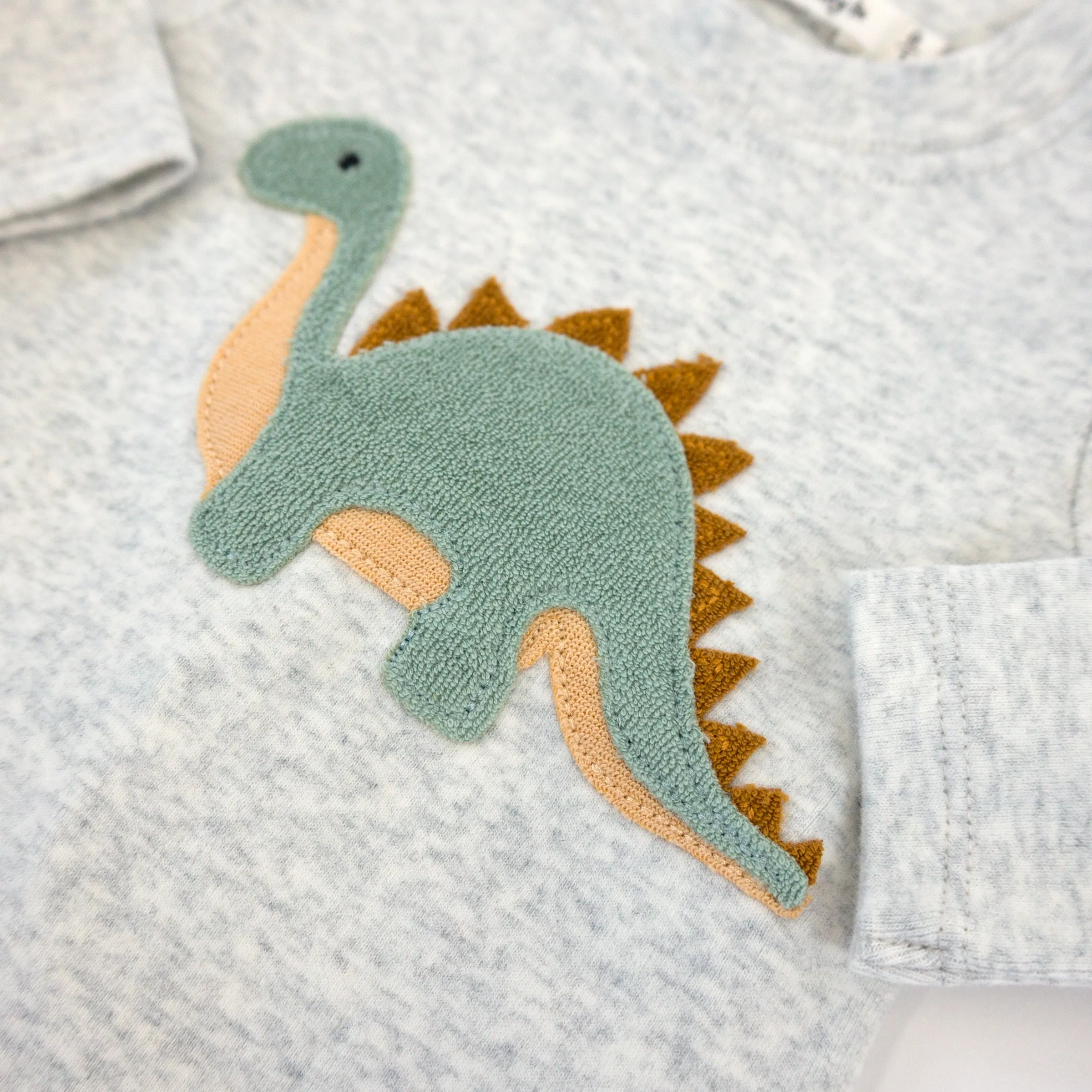 oh baby! Two Piece Set - Dinosaur Applique - Heather Gray