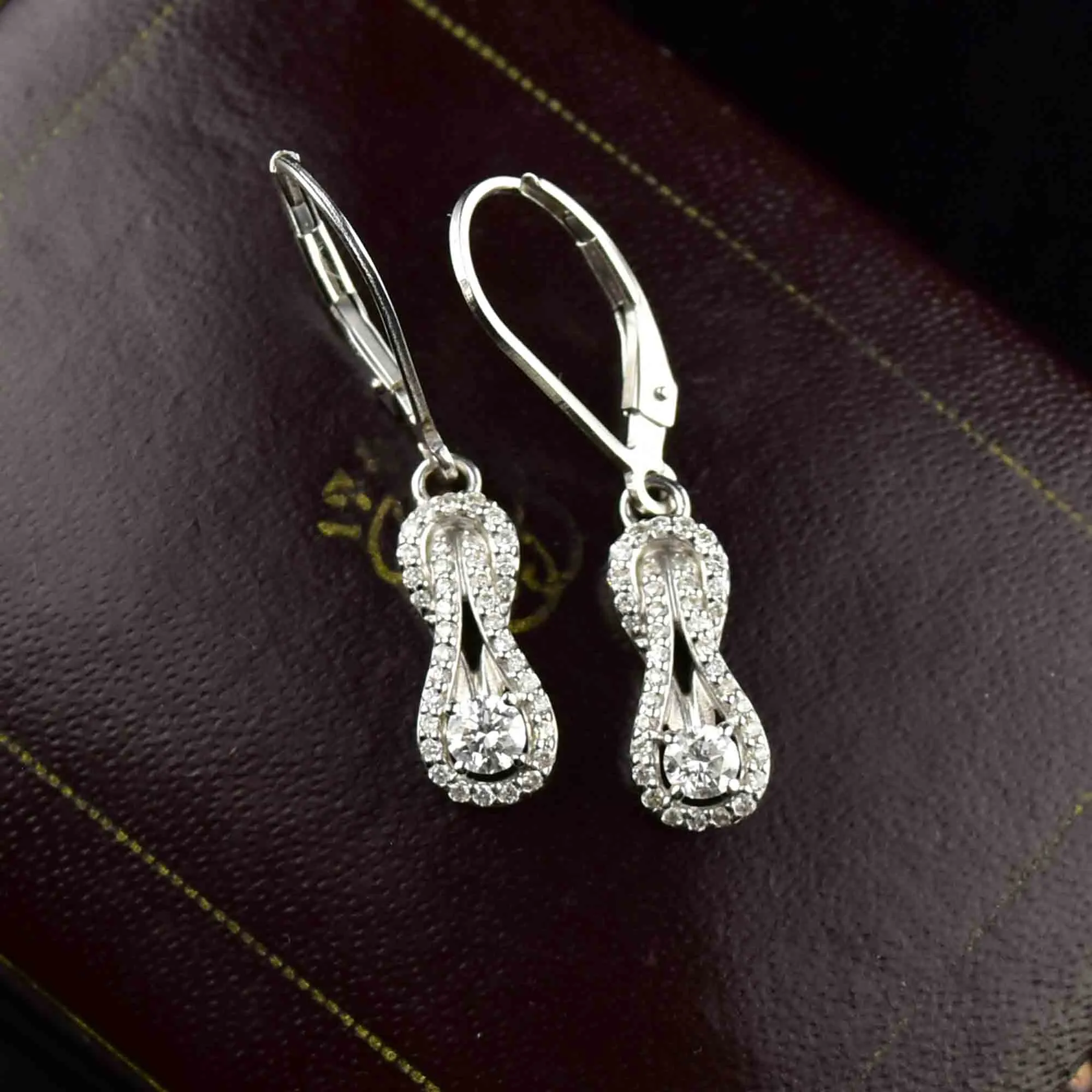 ON HOLD 14K White Gold Diamond Infinity Love Knot Earrings