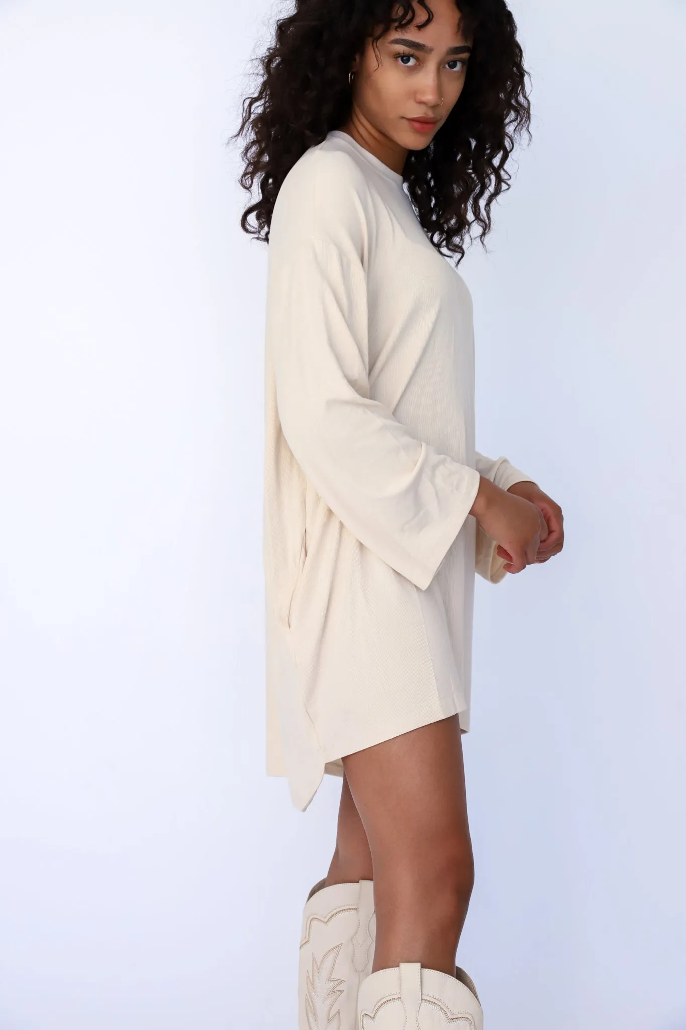 Out Of Pocket Dress Long Sleeve Oatmeal