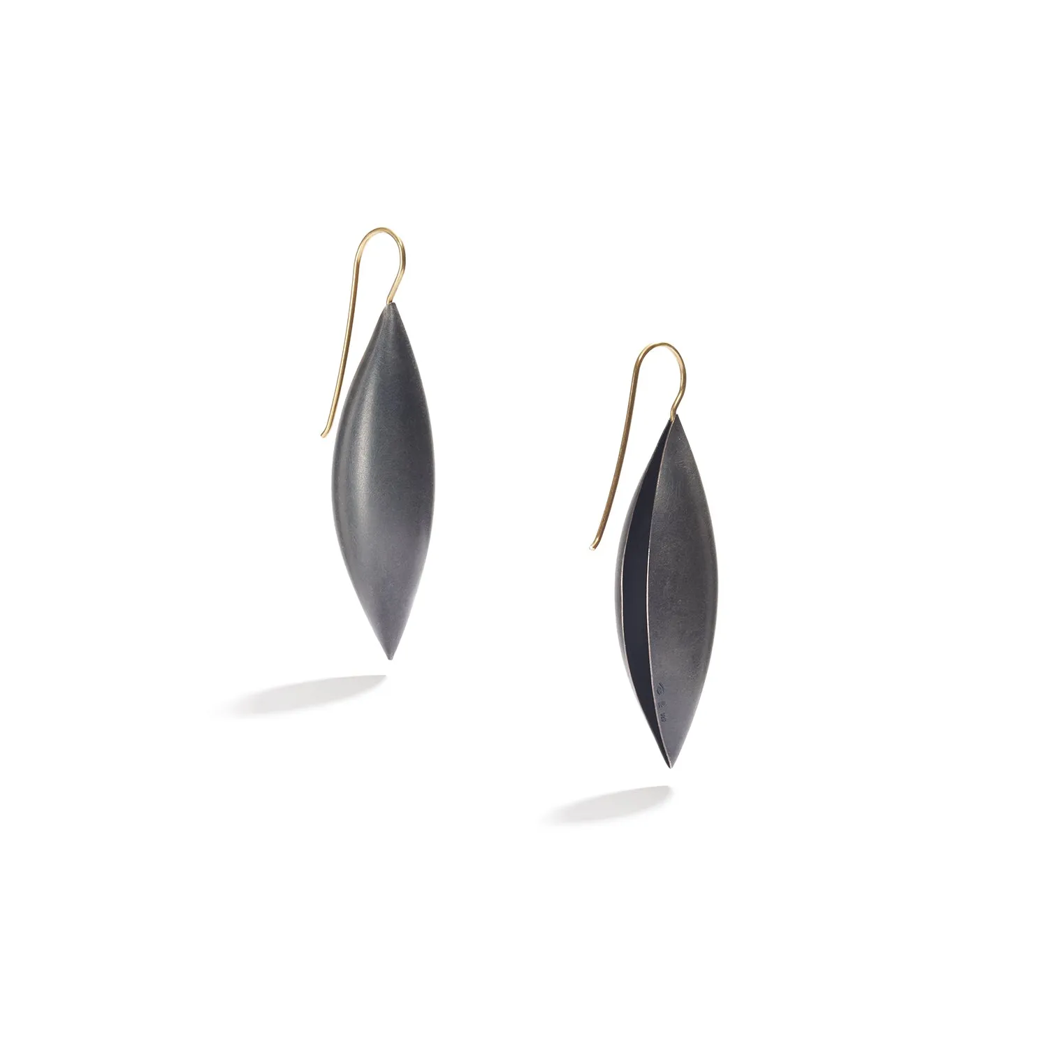 Oxidized Sterling Silver Cocoon Pendant Earrings~50mm