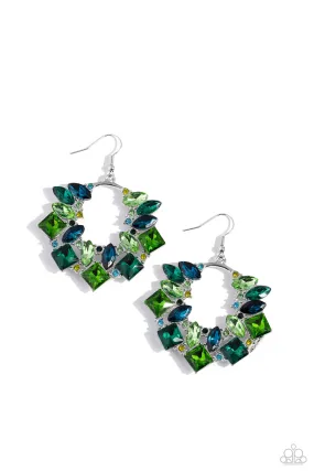 Paparazzi Wreathed in Watercolors Green Earrings