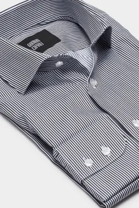 Pilot (BC) Shirt - Black and White Stripe Cotton