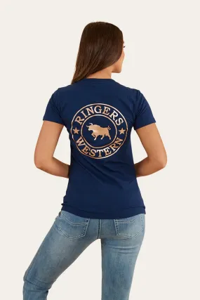 Ringers Western Womens Signature Bull Classic Fit T-Shirt Navy/Rose