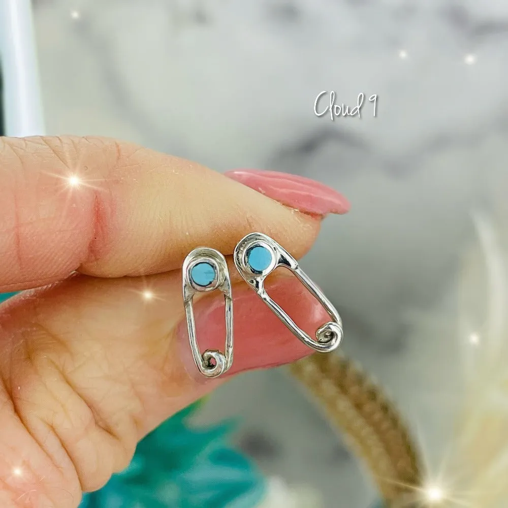 Safety Pin Turquoise stud earrings