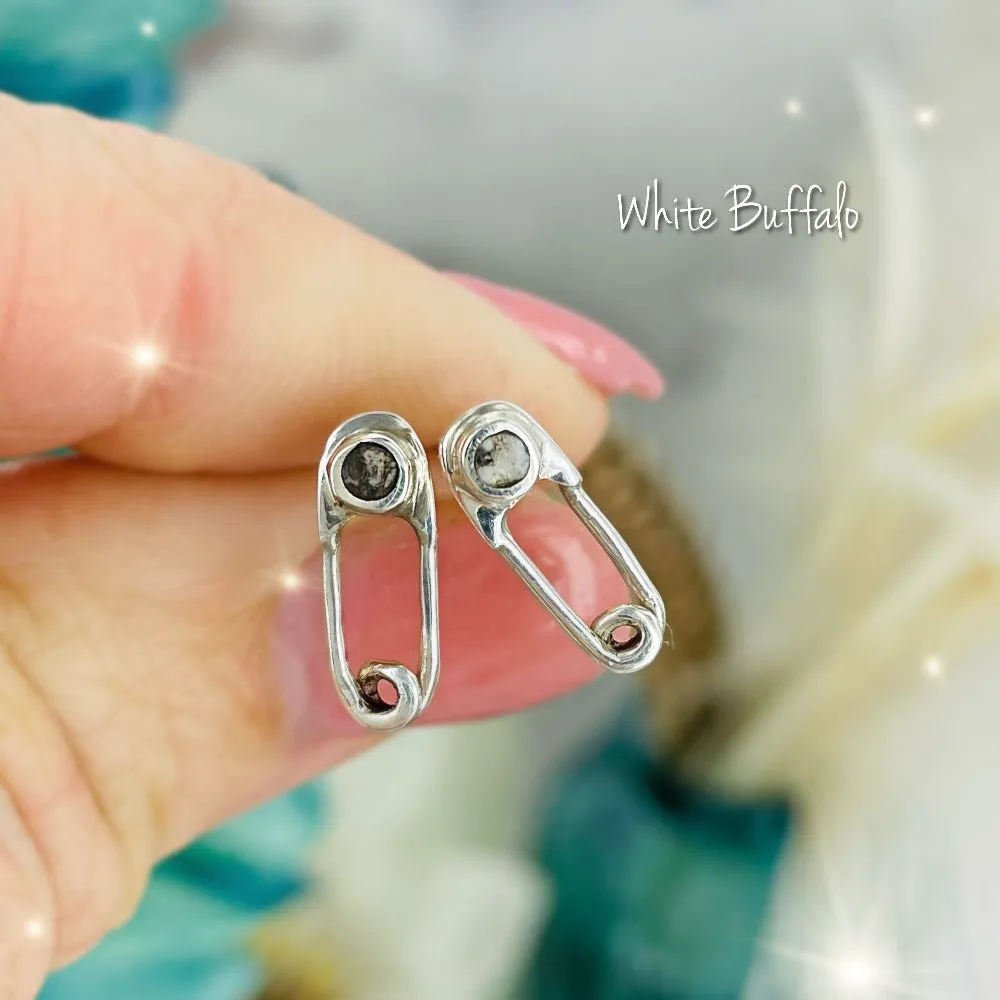 Safety Pin Turquoise stud earrings