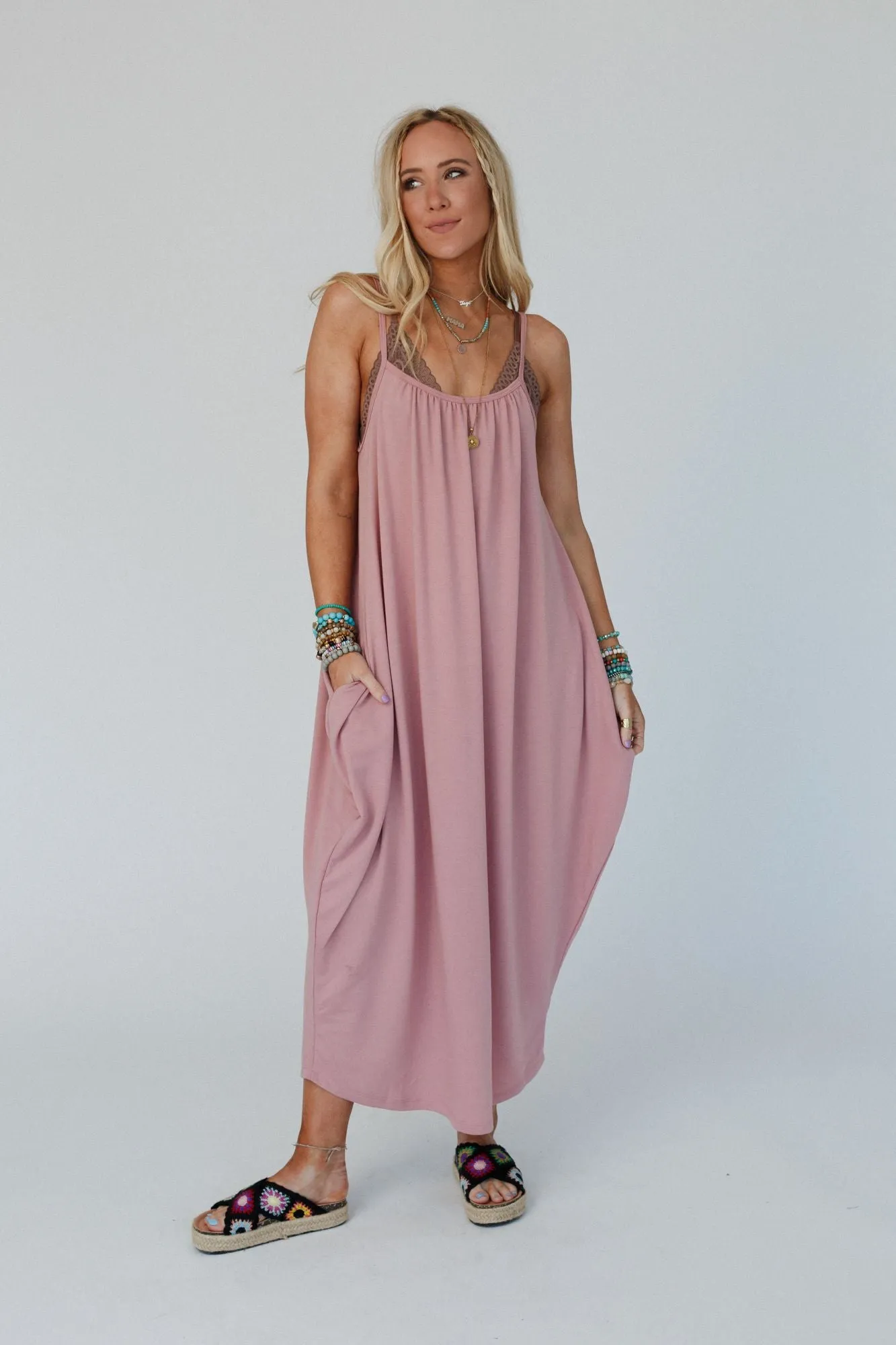 Simple Serene Maxi Dress - Dusty Pink