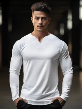 Society V-neck Cotton Long Sleeve Shirt