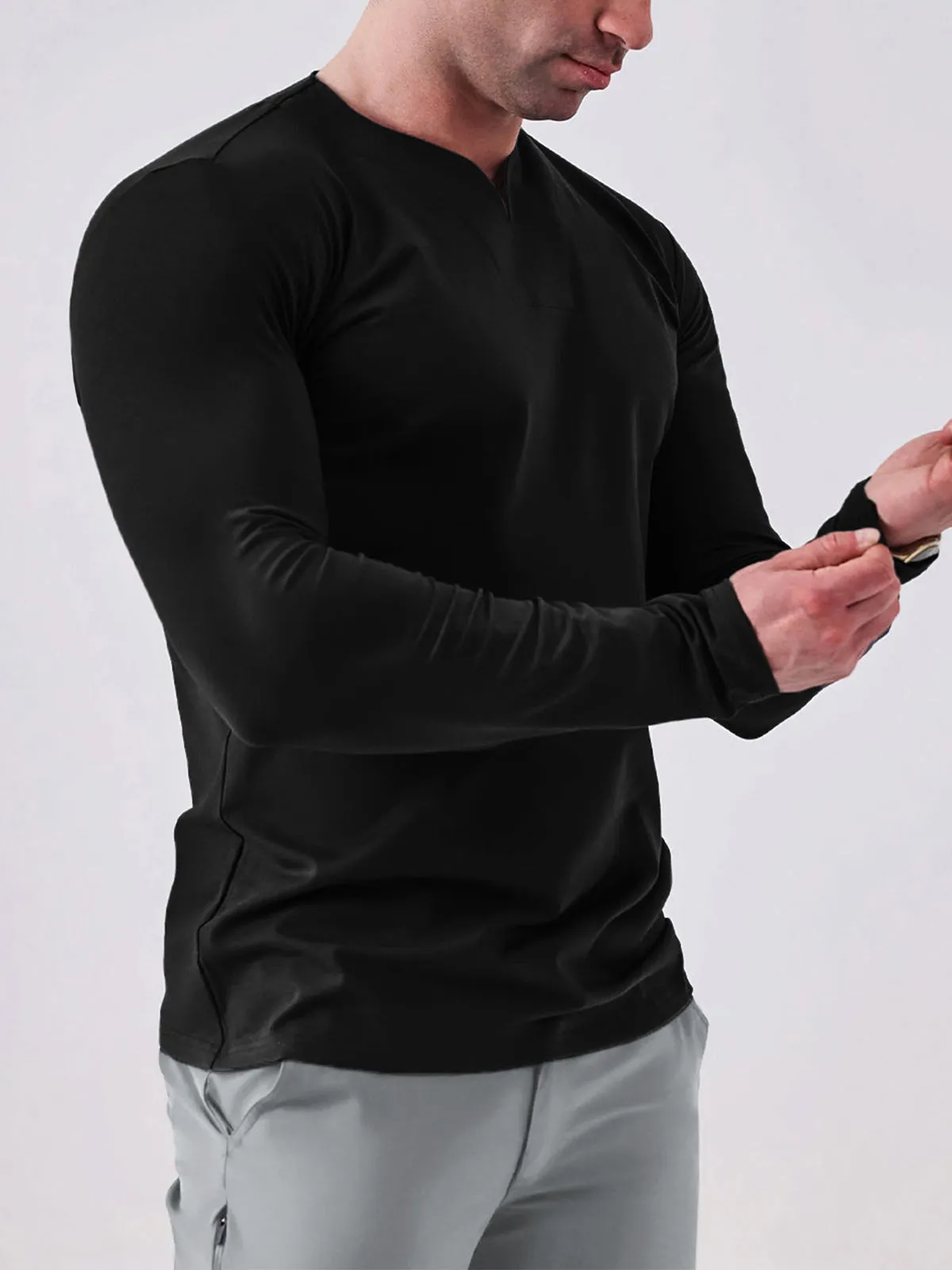 Society V-neck Cotton Long Sleeve Shirt