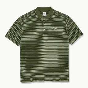 STRIPE RIB HENLEY TEE UNIFORM GREEN