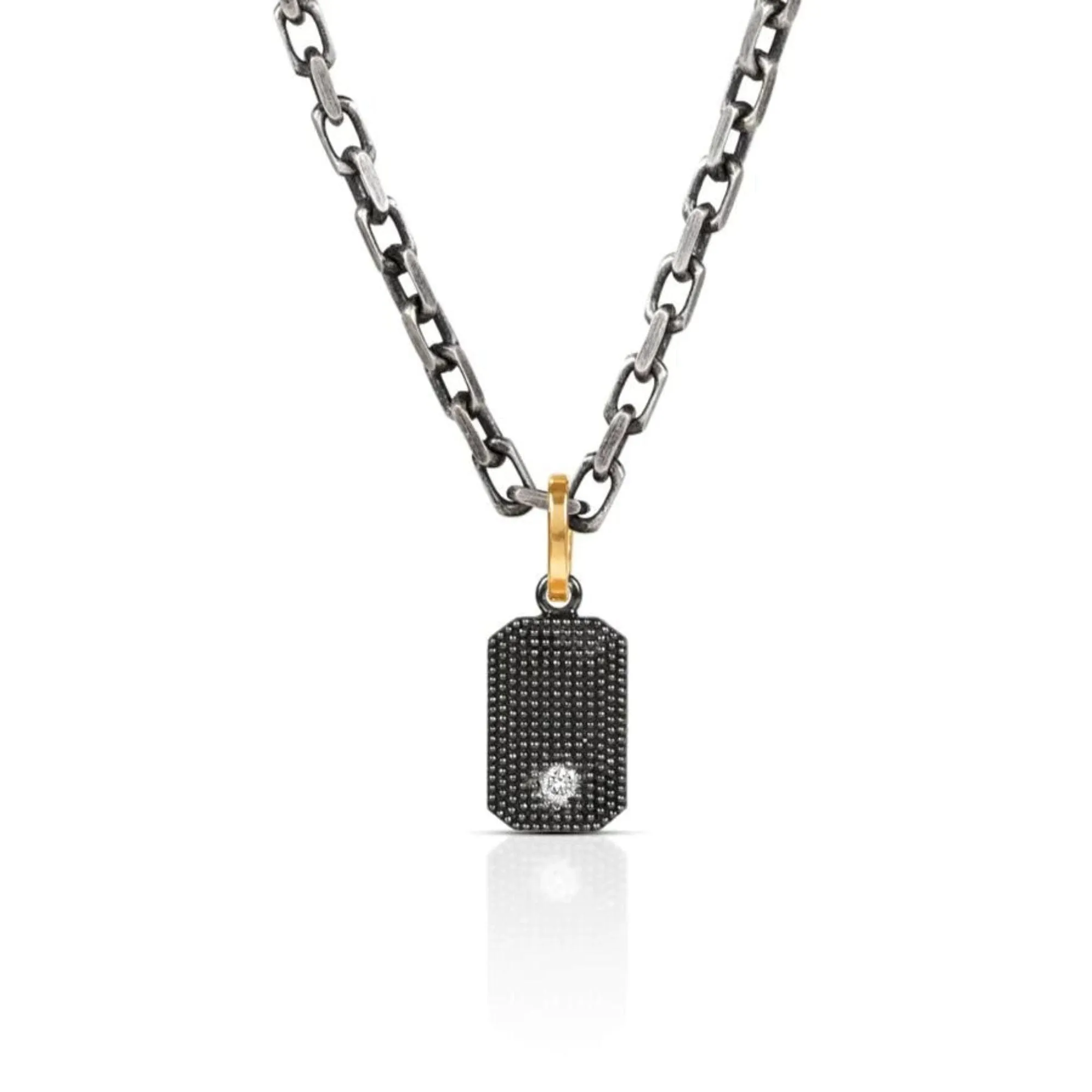 SUNEERA BLACK RHODIUM STERLING SILVER NICK PETITE BAR PENDANT - CHAIN SOLD SEPARATELY