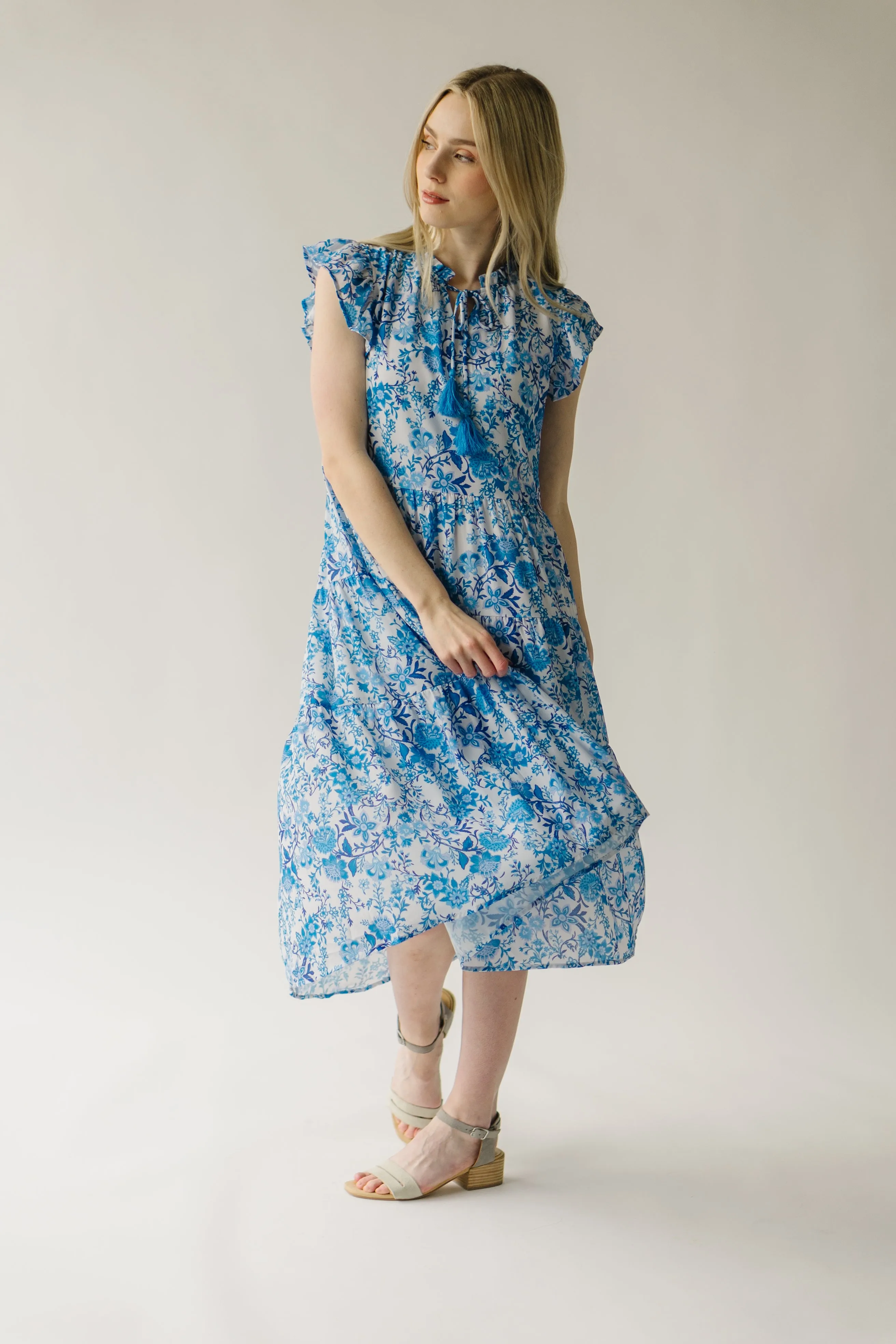 The McNeil Floral Tie Dress in Blue