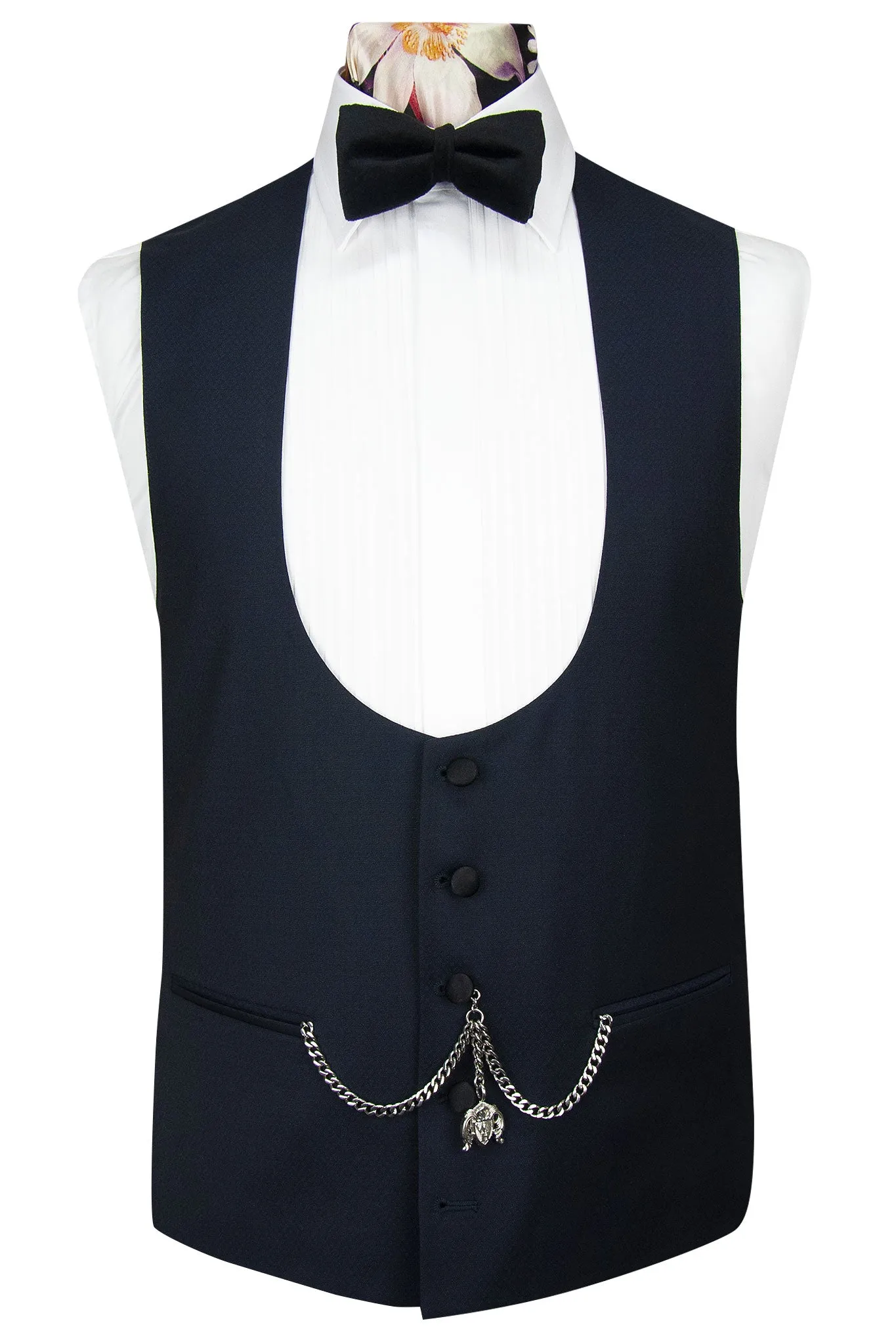 The Verona Midnight Navy Shawl Suit with Subtle Navy Diamond Pattern